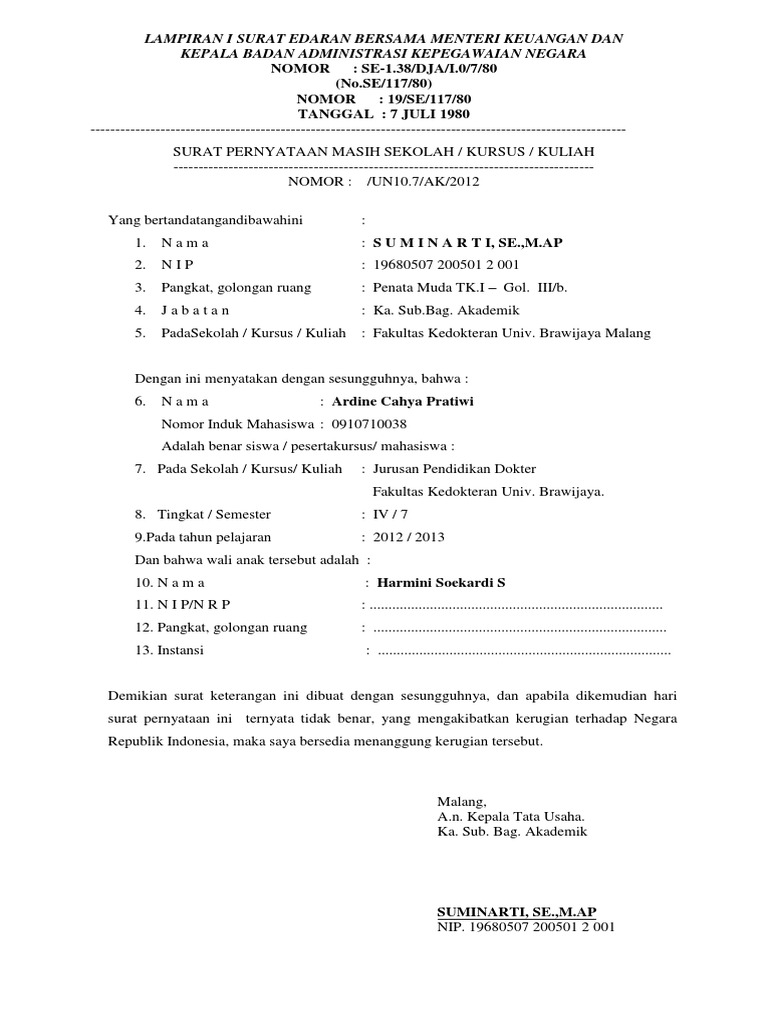 Surat Keterangan Mahasiswa | PDF