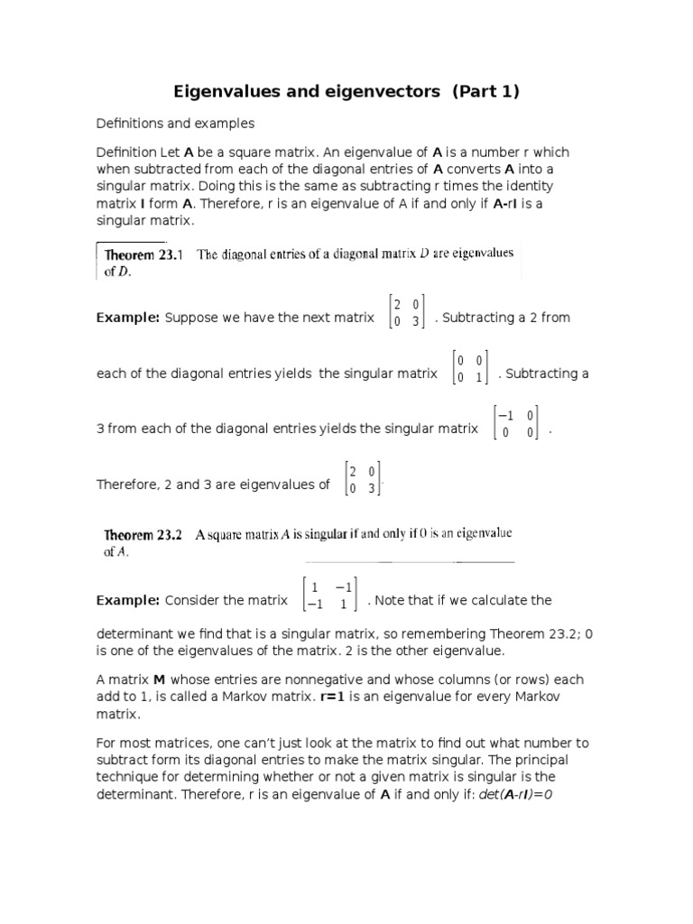 2 Eigenvalues And Eigenvectors Part 1 Eigenvalues And Eigenvectors Matrix Mathematics