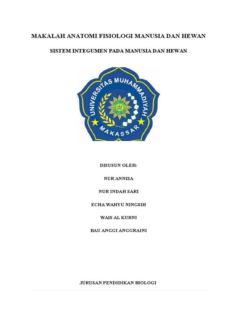  Makalah  Anatomi  Fisiologi Manusia Dan Hewan  Sistem Integumen