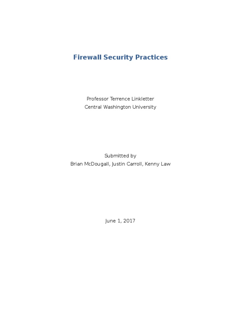 Firewall Security Practices Report | PDF | Firewall (Computing ...