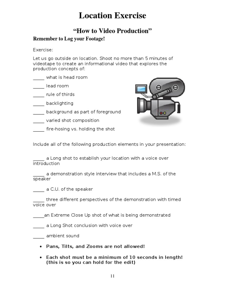 Location Video Production Exercise Guide | PDF | Career & Growth | Home ...