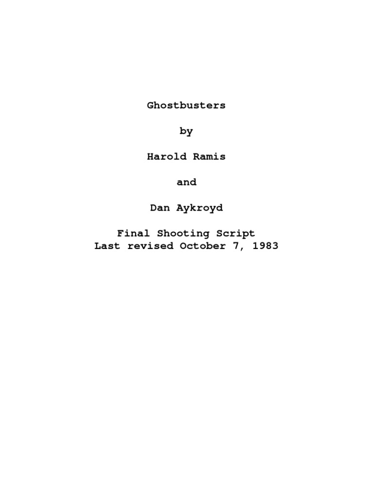 Ghostbusters Script PDF | PDF | Elevator | Polygraph