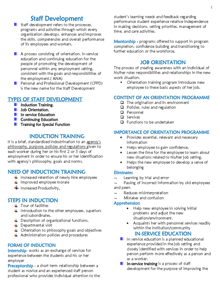 Staff Development PDF Employment Competence (Human Resources)