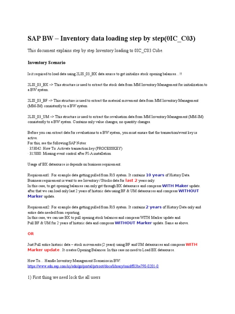 Step-by-Step Inventory Loading in SAP BW | PDF | Inventory ...