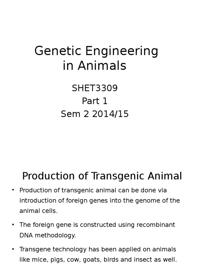 Genetic Engineering Techniques in Animals | PDF | Transgene | Viral Vector