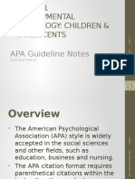 FEM 3101 Developmental Psychology: Children & Adolescents: APA Guideline Notes