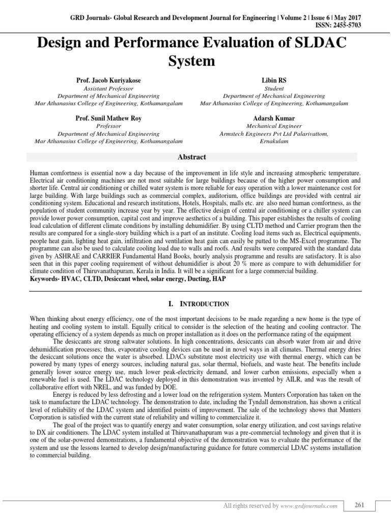 Design and Performance Evaluation of Solar Liquid Desiccant System ...