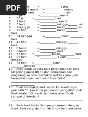 Contoh Latihan Soal Soal Matematika Tentang Satuan Waktu