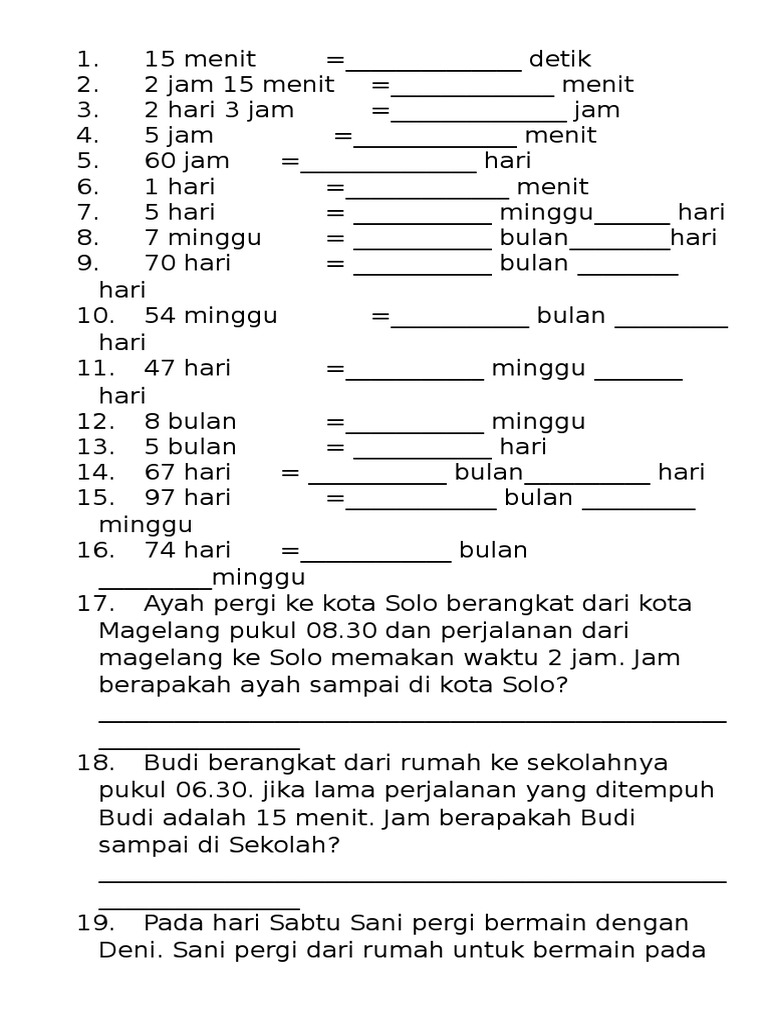 soalkunci.my.id: Soal Matematika Kelas 3 Sd Materi Satuan Panjang