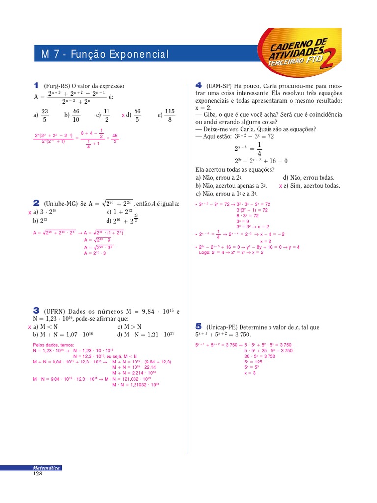 Exercícios Resolvidos de Matemática - Função Exponencial.pdf | Celsius ...
