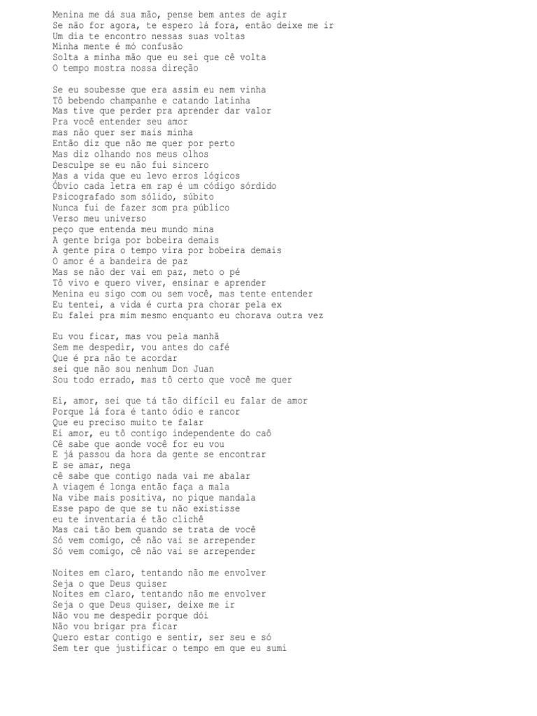 Letra Da Música Deixa Eu Me Apresentar