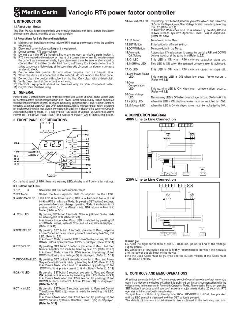 Schneider Varlogic RT6 Overview | PDF | Ac Power | Capacitor