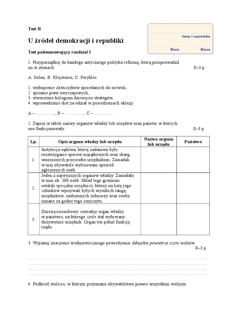 Od Absolutyzmu Do Republiki Test