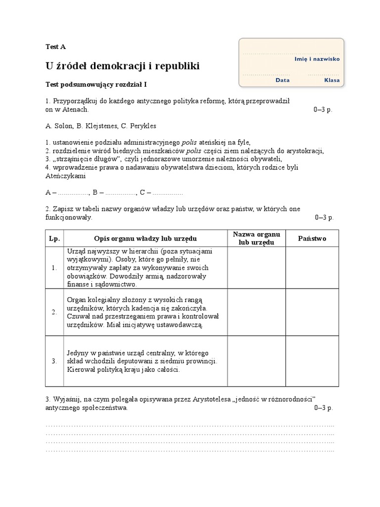 Od Absolutyzmu Do Republiki Test