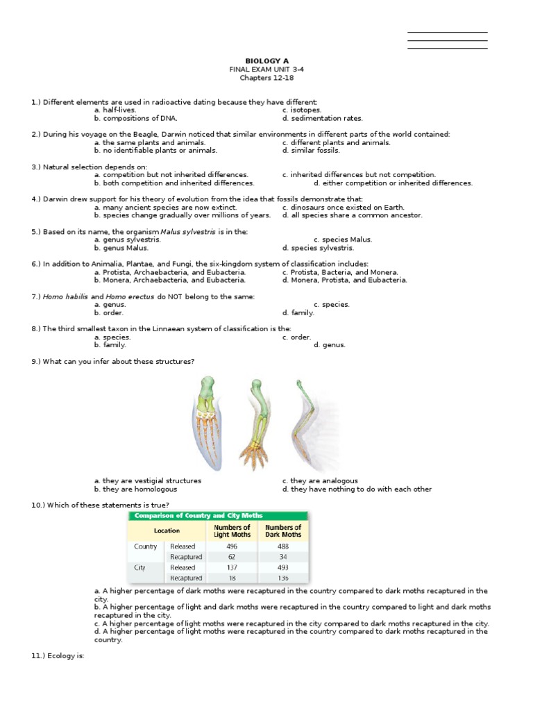 Biology A Final Exam Review: Units 3-4 | PDF | Forests | Ecosystem
