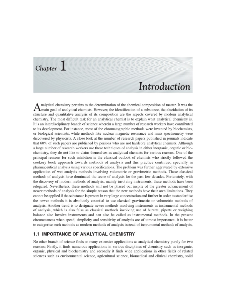 Chapter 1-Analytical Chemistry PDF | PDF | Analytical Chemistry | Analysis