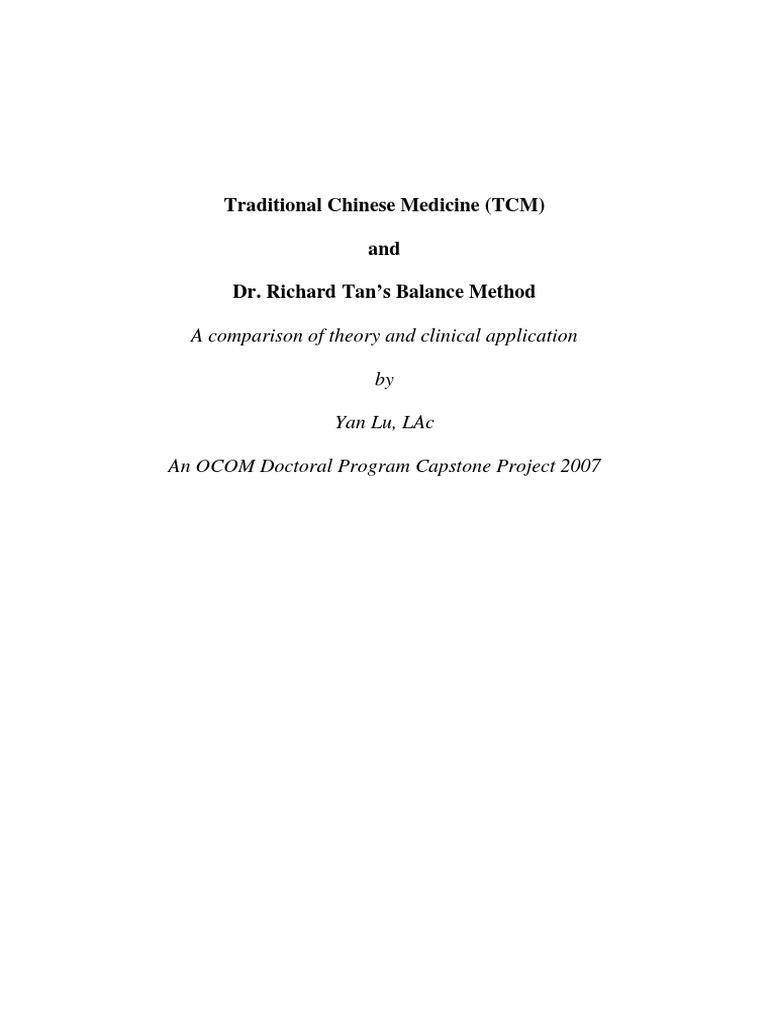 Dr. Tan's Balance Method in TCM | PDF | Acupuncture | Traditional ...