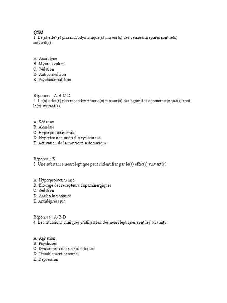 QCM Pharmacologie Spéciale  PDF