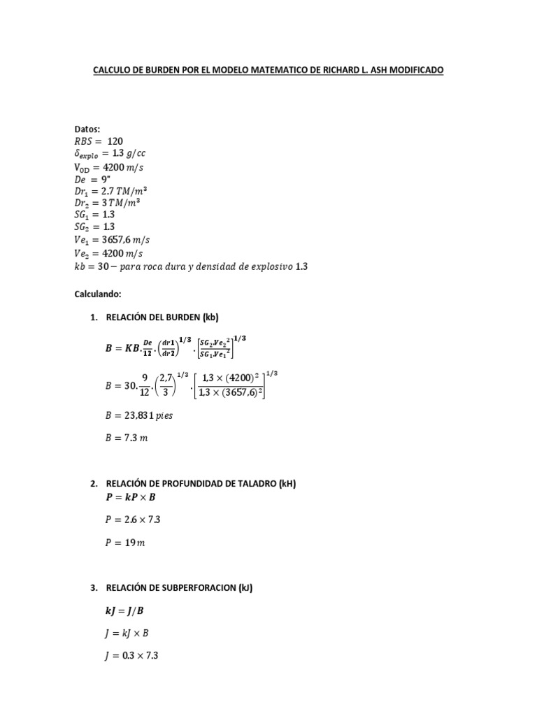Calculo de Burden Por El Modelo Matematico de Richard L. Ash Modificado ...