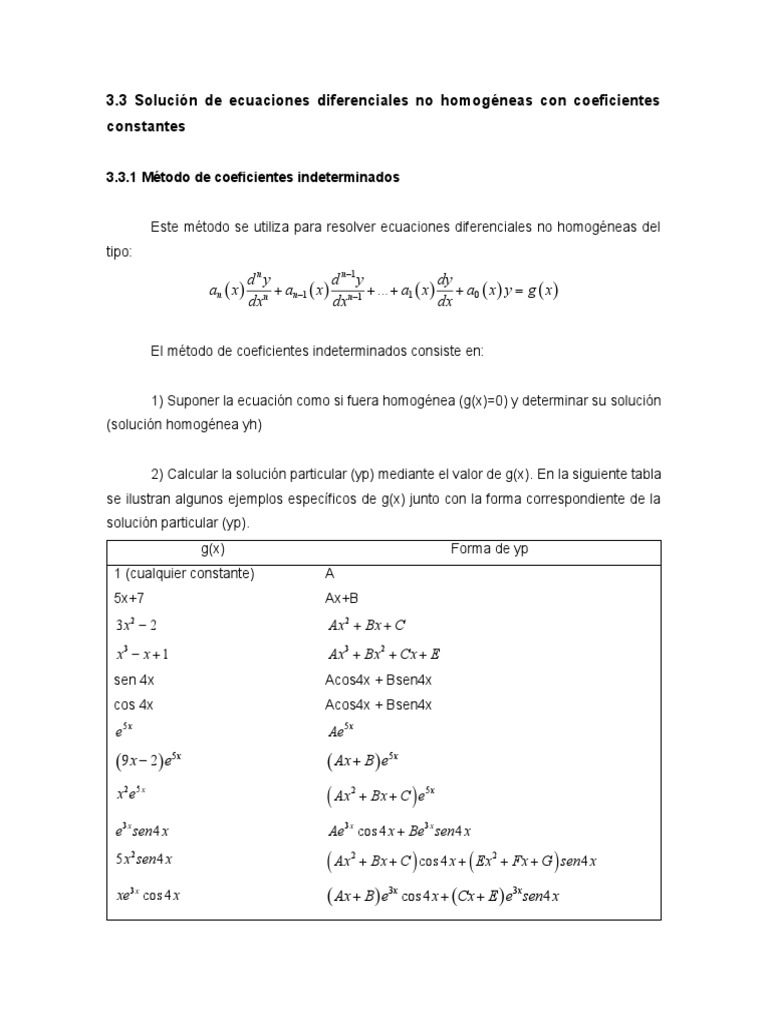 Coeficientes Indeterminados Ecuaciones Diferenciales Ecuaciones