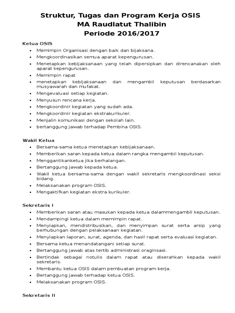 program kerja osis seksi bidang olahraga