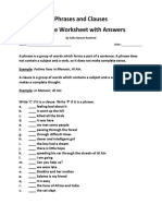 Phrases and Clauses Practice Worksheet