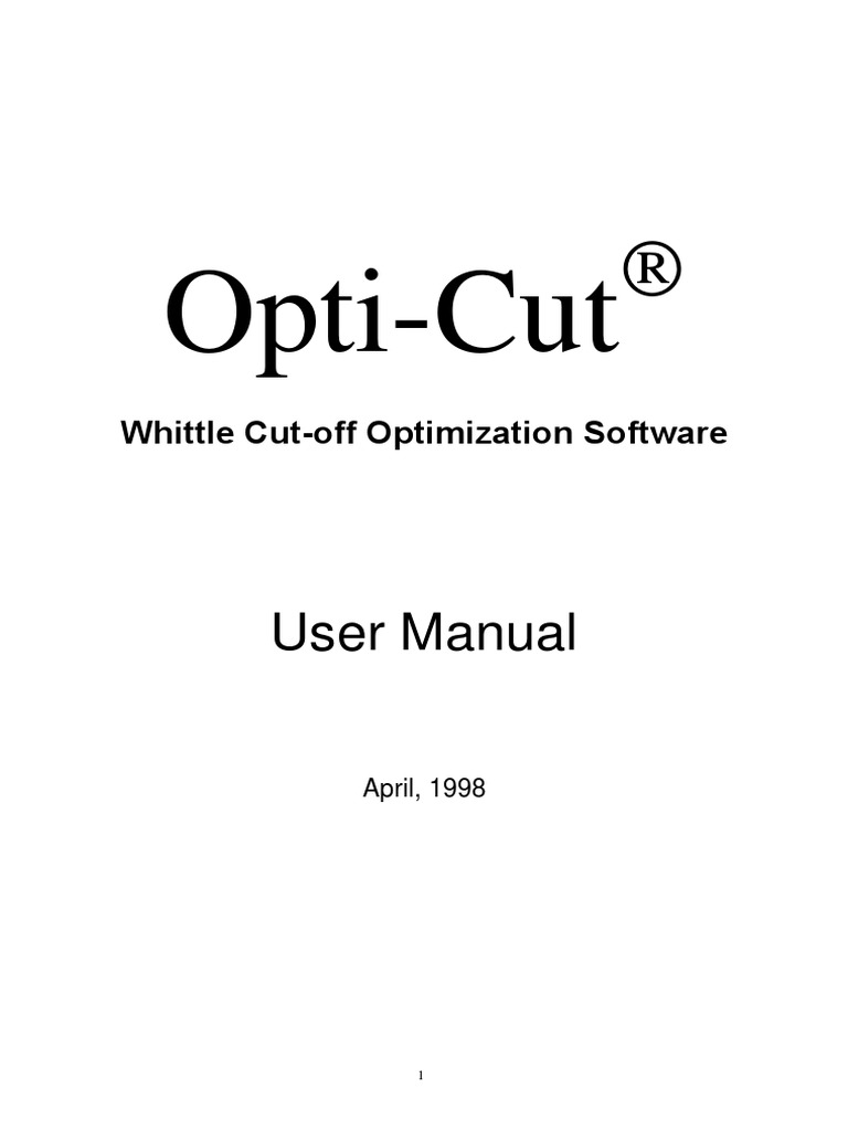 Opti-Cut: User Manual | PDF | Ibm Pc Compatibles | Computer Program