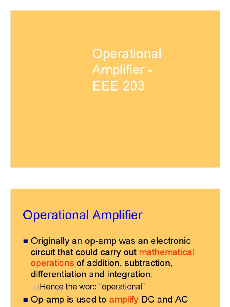 Operational Amplifier Overview | PDF | Operational Amplifier | Amplifier