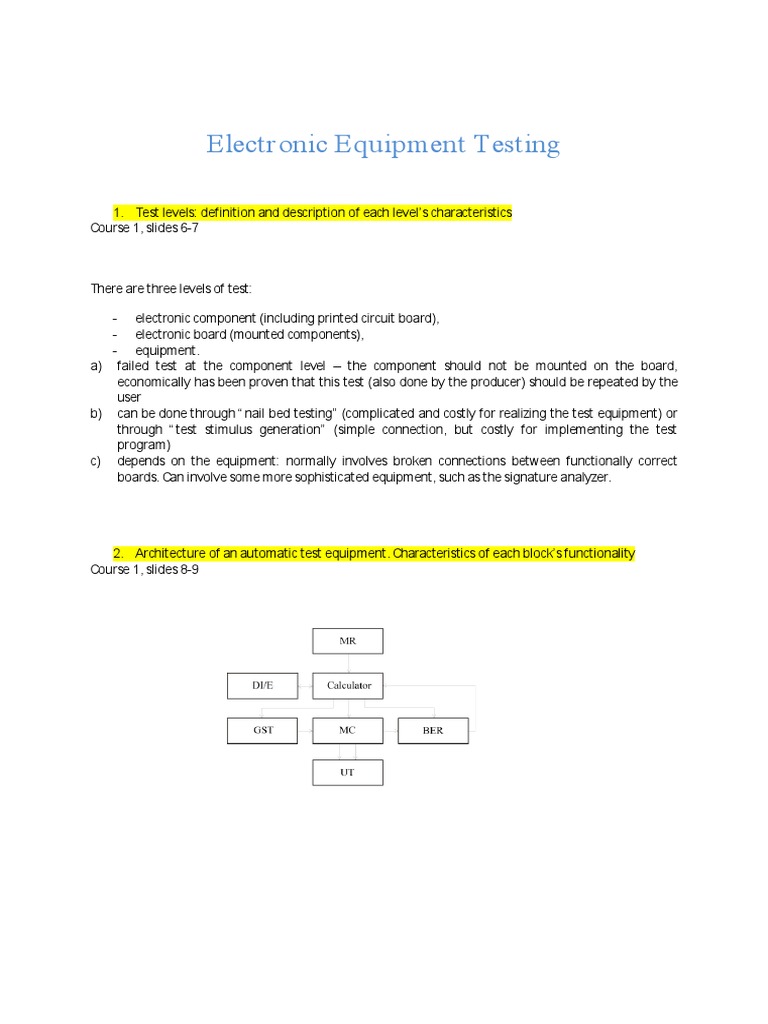Testing Principles for Electronic Equipment | PDF | Digital Subscriber ...