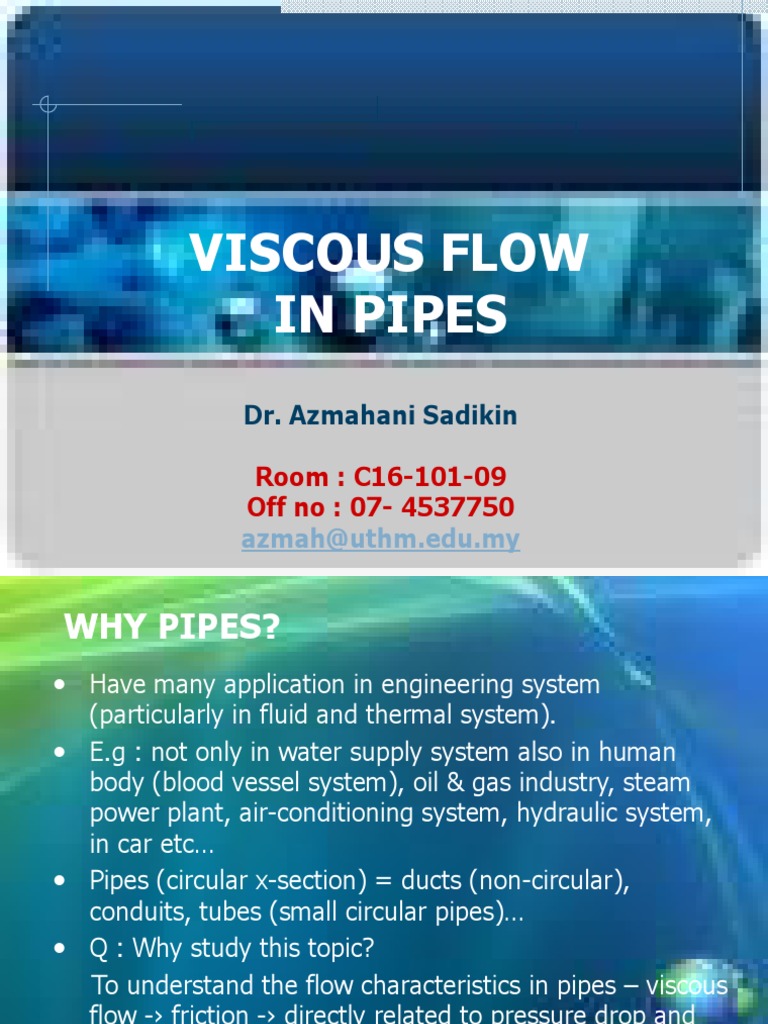 Viscous Flow Characteristics in Pipes | PDF | Reynolds Number | Turbulence