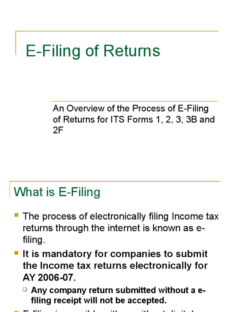 E-Filing Process for Income Tax Returns | PDF | Income Tax In India ...