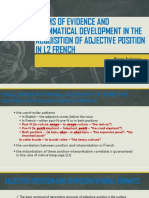 Forms of Evidence and Grammatical Development in The Acquisition of Adjective Position in L2 French