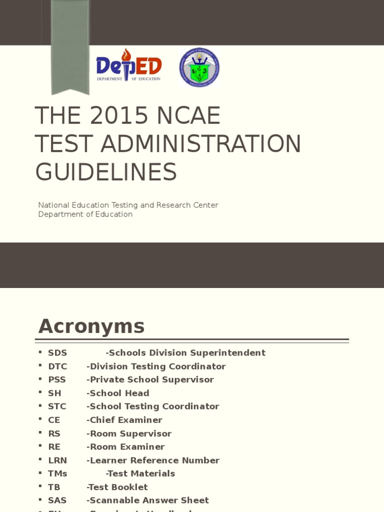 2015 NCAE Test Administration Guide | PDF | Test (Assessment) | Tests