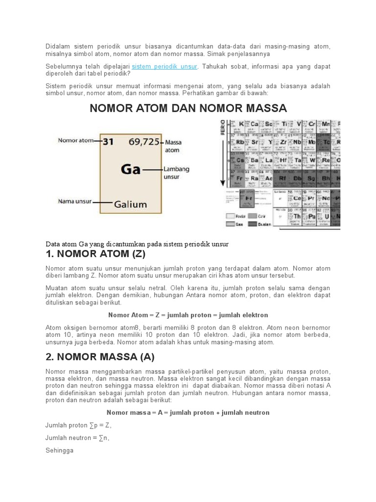 Informasi Nomor Atom dan Massa Unsur | PDF | Metode & Bahan Ajar