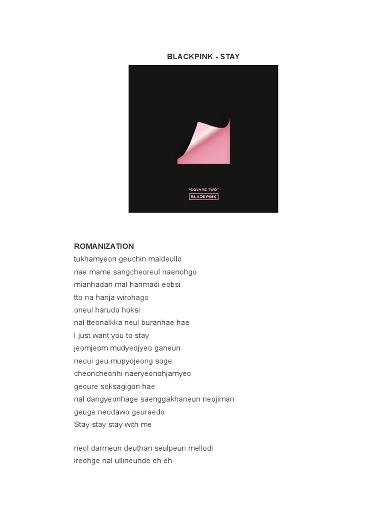Liriklagu Blackpink Stay Violence