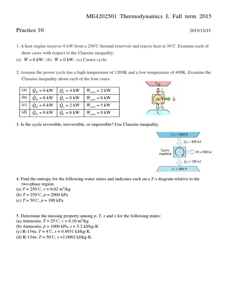 Thermodynamics I Practice Problems | PDF