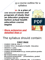 Developing a Course Outline for a Syllabus