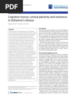 Cognitive Reserve, Cortical Plasticity and Resistance To Alzheimer's Disease