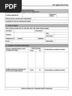 Job Application Form