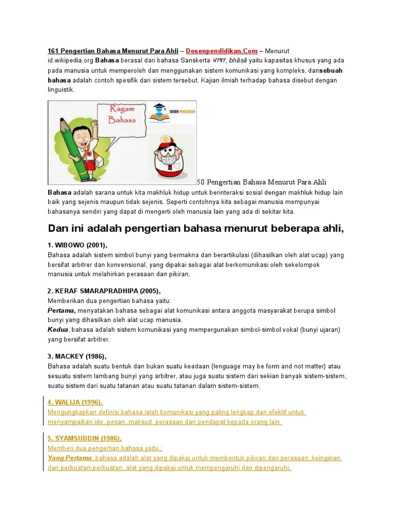 Pengertian Bahasa Menurut Para Ahli Berbagi Informasi
