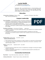 Lucie Smith Marketing Management Graduate Resume