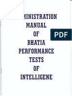 ADMINISTRATIVE MANUAL Bhatia Battery of Performance Intelligence Test 