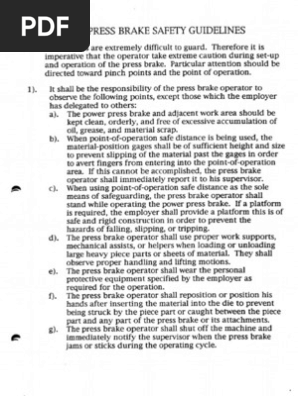 Power Press Brake Guidelines - 