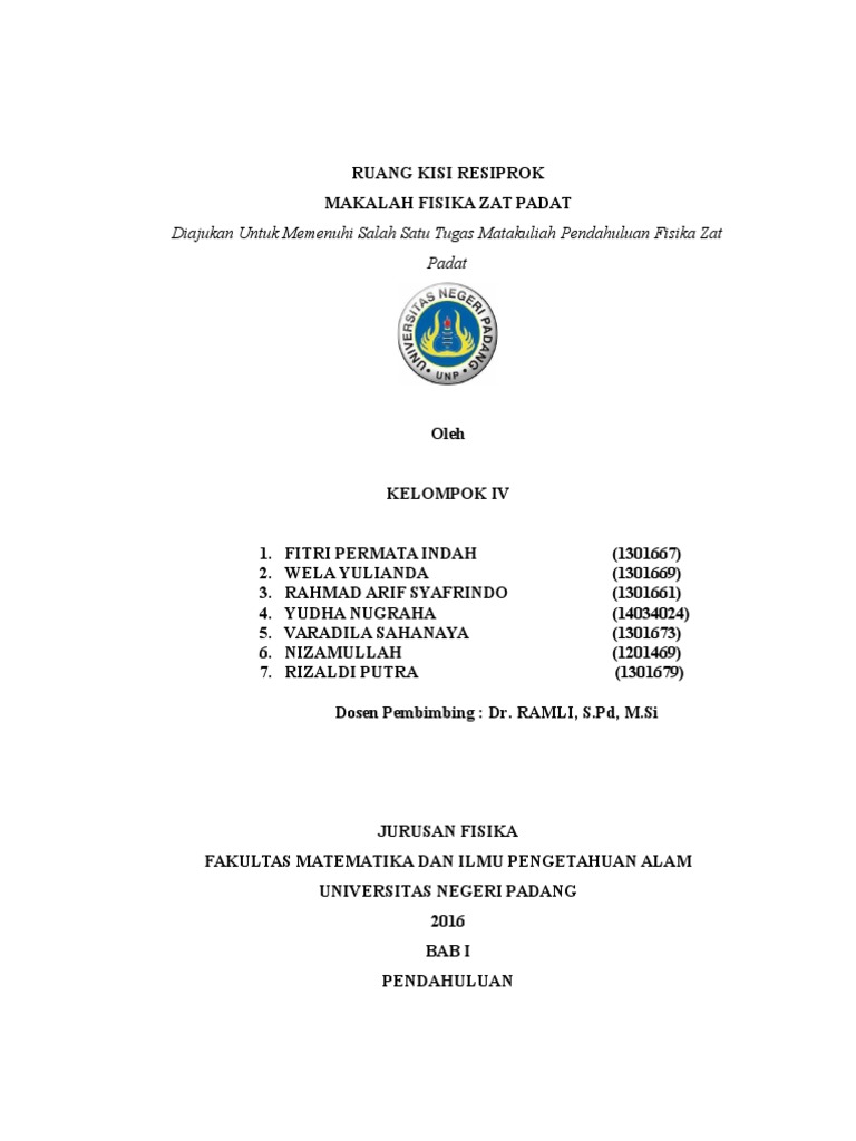 Makalah Fisika Zat Padat