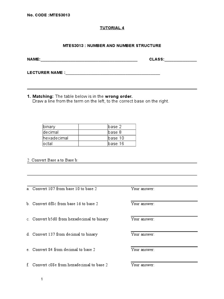 Number System Conversions Tutorial | PDF