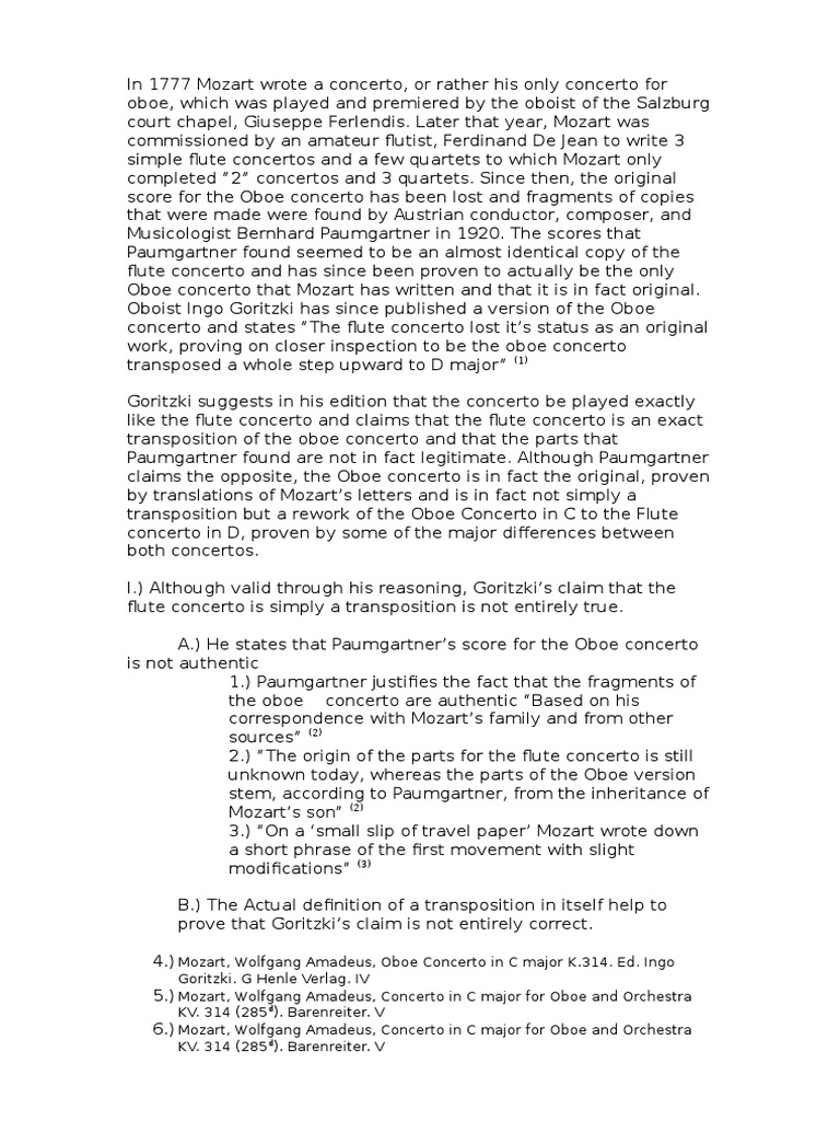 Mozart's Oboe Concerto in C Stage 2 PDF Concerto Wolfgang Amadeus