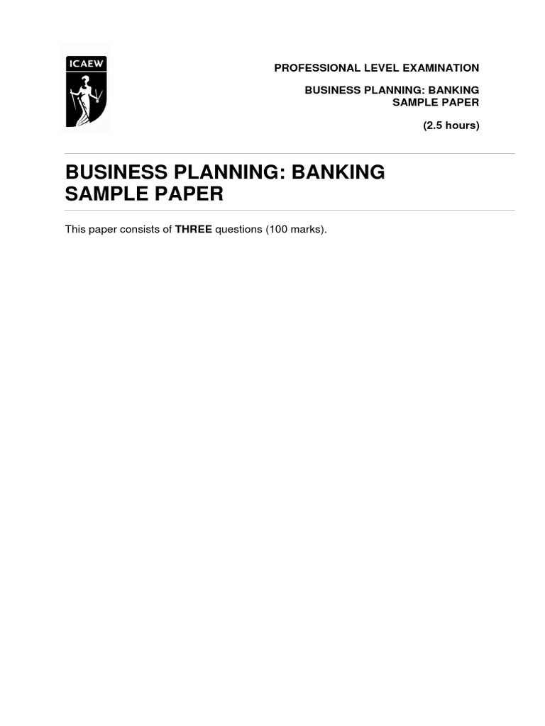 Business Planning Banking Sample Paper | PDF | Revenue | Expense