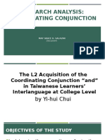 Research Analysis: Coordinating Conjunction: May Grace D. Salazar