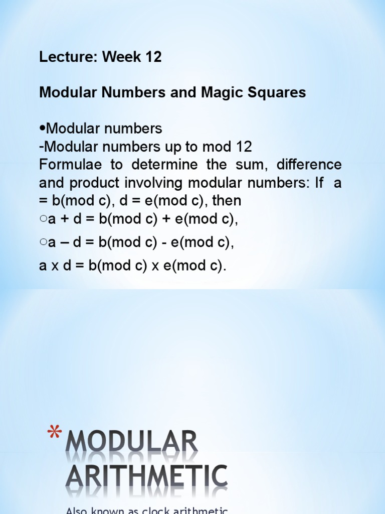 Modular Number | PDF | Number Theory | Geometry