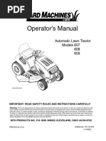 Operator's Manual: Automatic Lawn Tractor Models 607 608 609